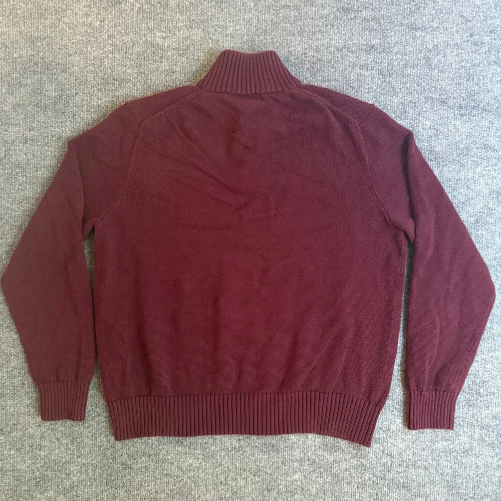 Polo Ralph Lauren Mens XL Burgundy Mock Neck 3-Button Knit Sweater Pony Logo